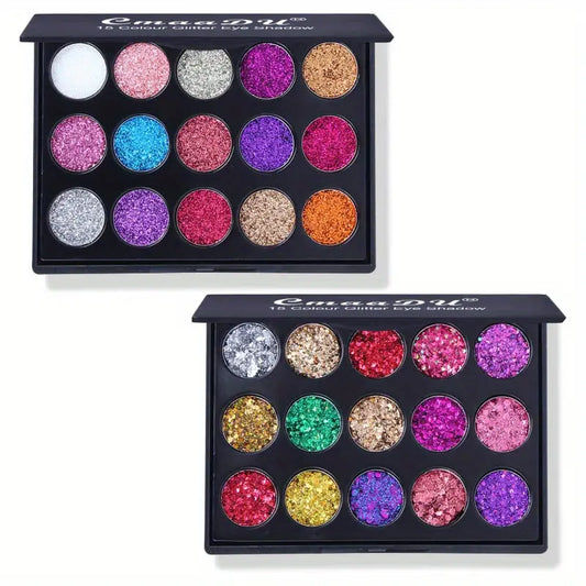 Aurora 15 Color Shiny Eyeshadow Palette with Glitter Texture
